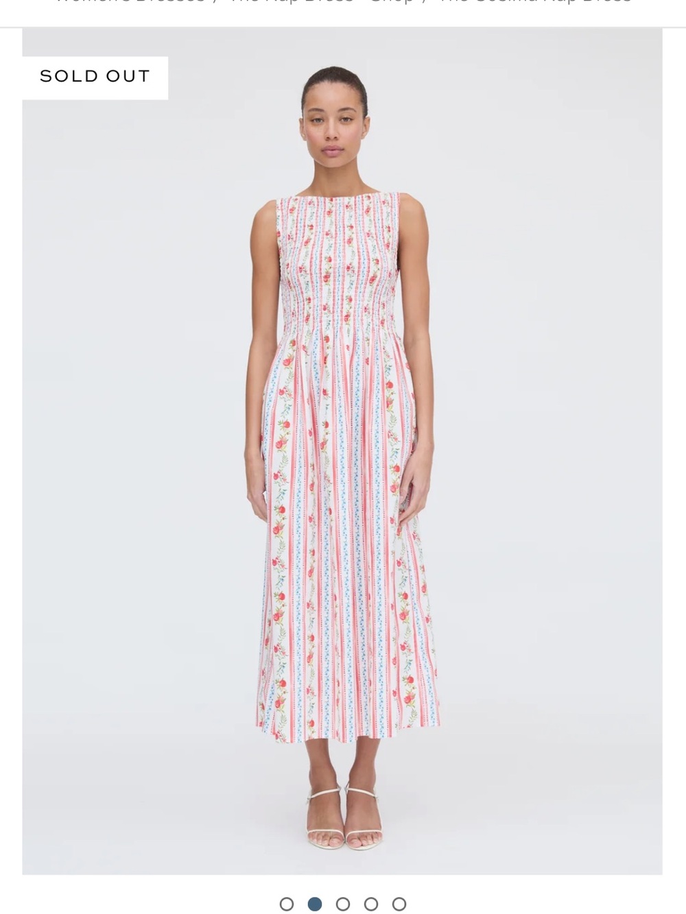 Hill House Sleeveless Maxi Dress in White, Pink and Light Blue